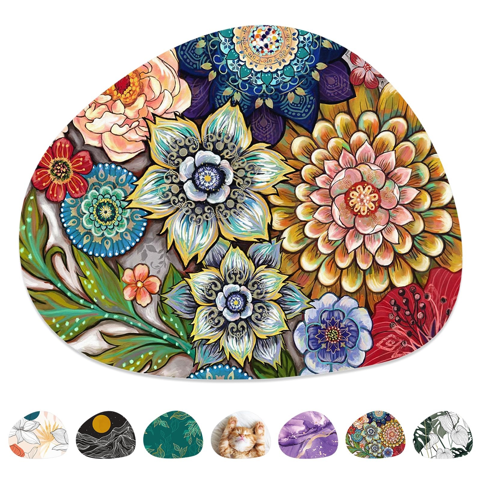 Mouse Pad, Premium-Textured Oval Computer Pad, 8.7" x 7.1" Thick 3 mm Anti-Sl...