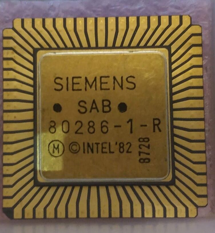 Siemens SAB80286-1-R Intel 1982' BL7755774 Vintage Rare PLCC CPU Gold
