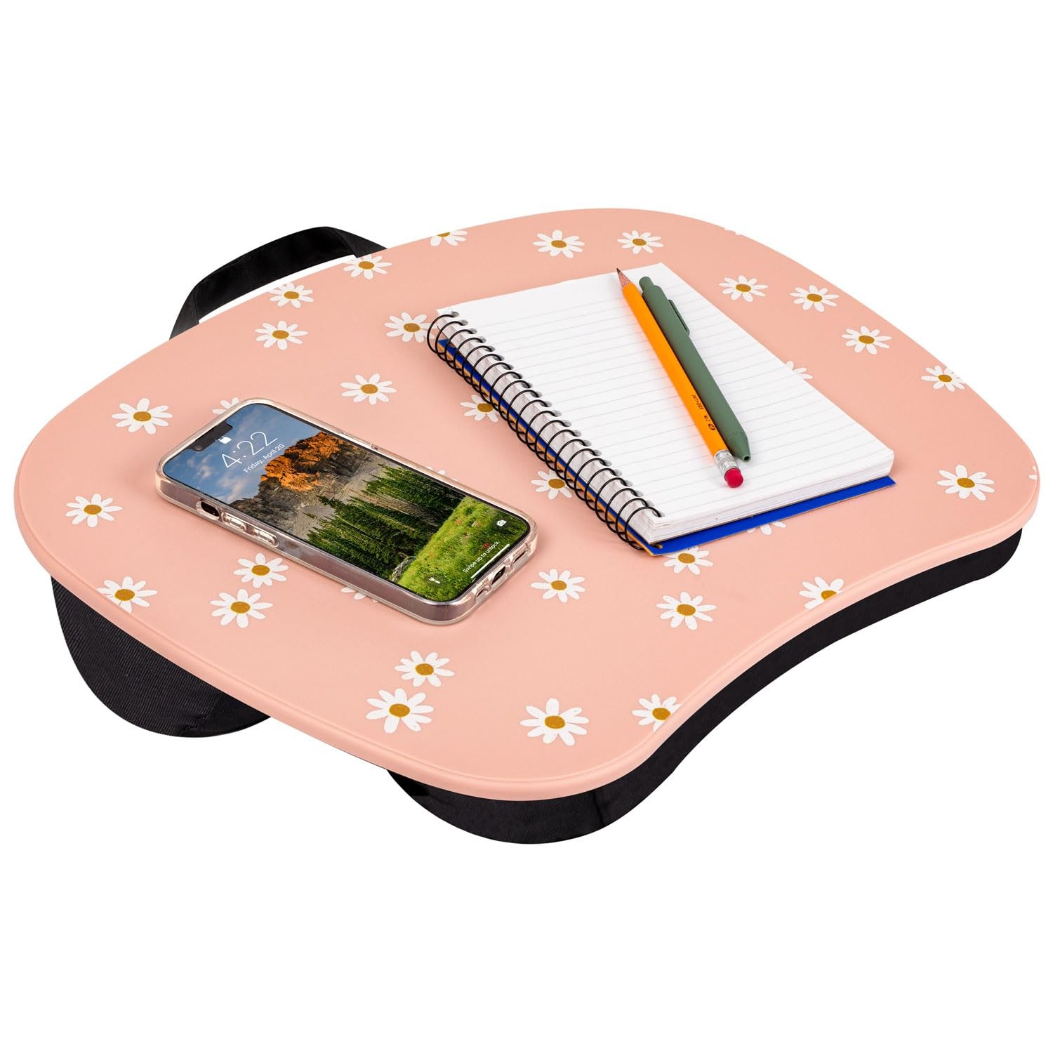 MyStyle Lap Desk Pink Daisy Fits 15.6 Inch Laptops Cushion Portable Tray