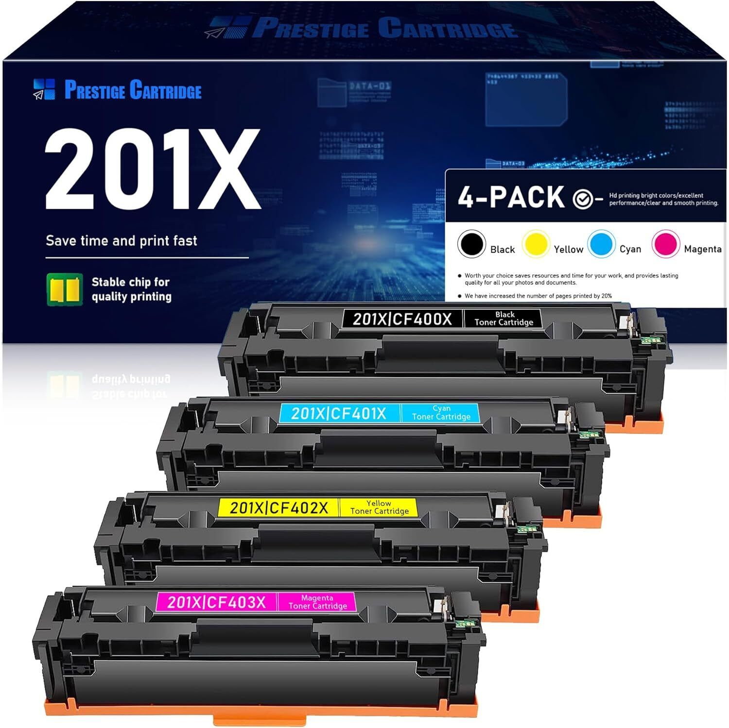 201X|CF400X Toner Cartridges Replacement for HP M277dw|Black Cyan Magenta Yellow