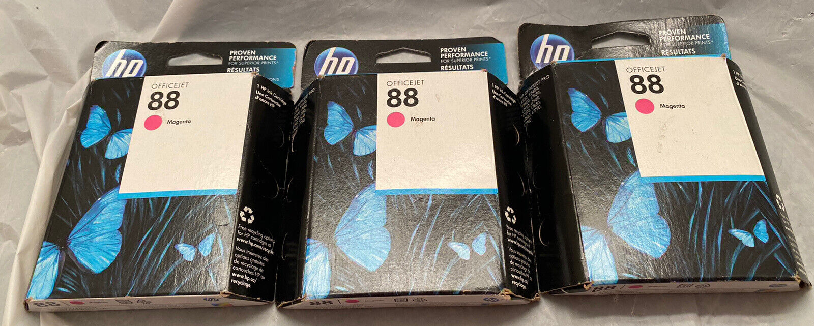 (3) Hp 88 Magenta C9387A Ink Cartridge Expired 5/2017 Genuine New Factory SEALED