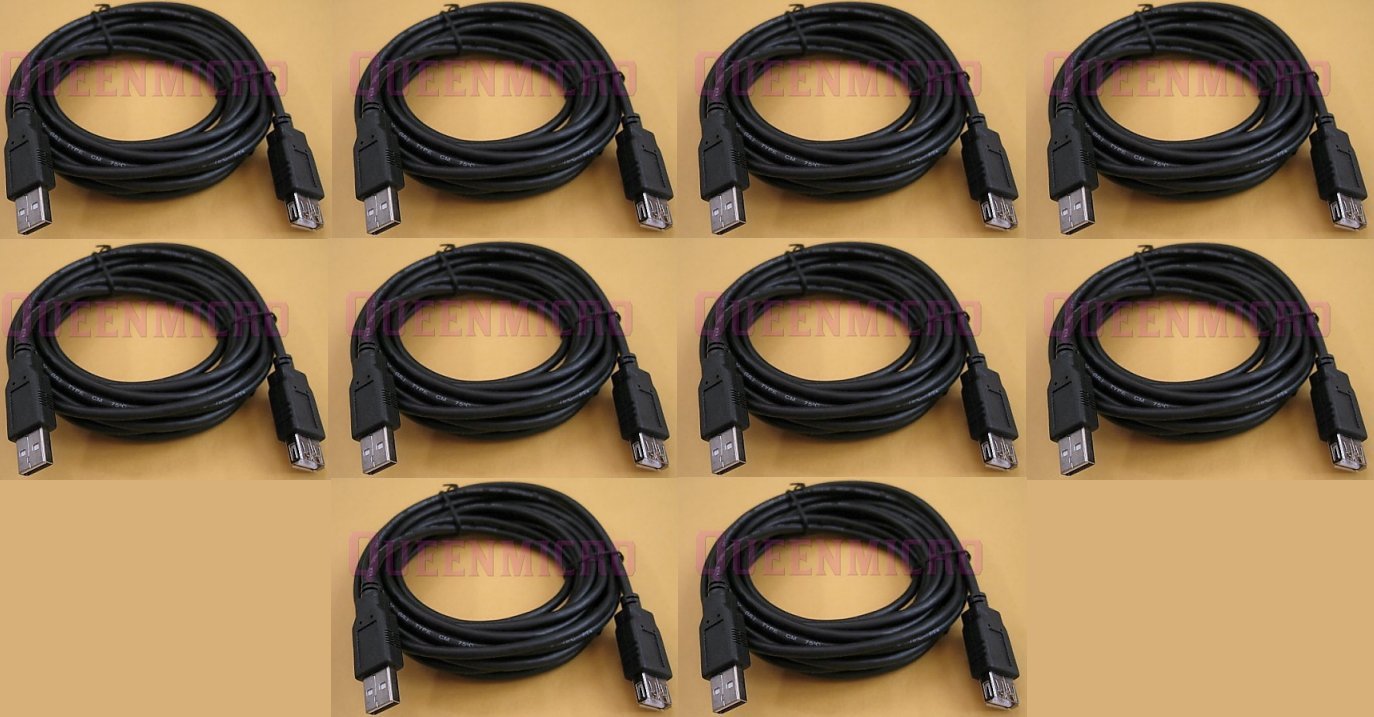 10 Lot 15Ft PREMIUM USB 2.0 Male to Female Extension Cord Shielded Cable 15'Ft