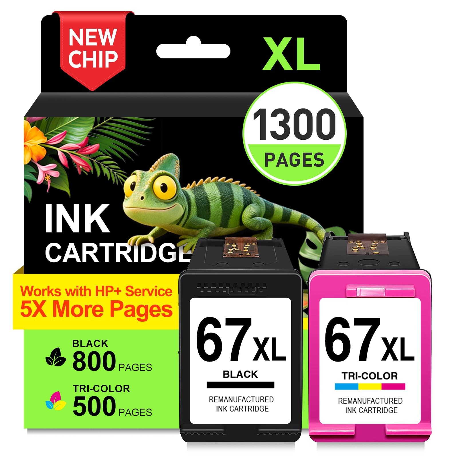 COLORETTO 67XL Ink Cartridges Black/Color Combo Pack HP Ink 67 28XX
