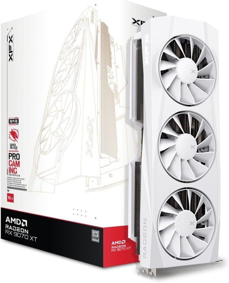 XFX Quicksilver AMD Radeon RX 9070XT White Gaming Edition with 16GB RX-97TQICKW9