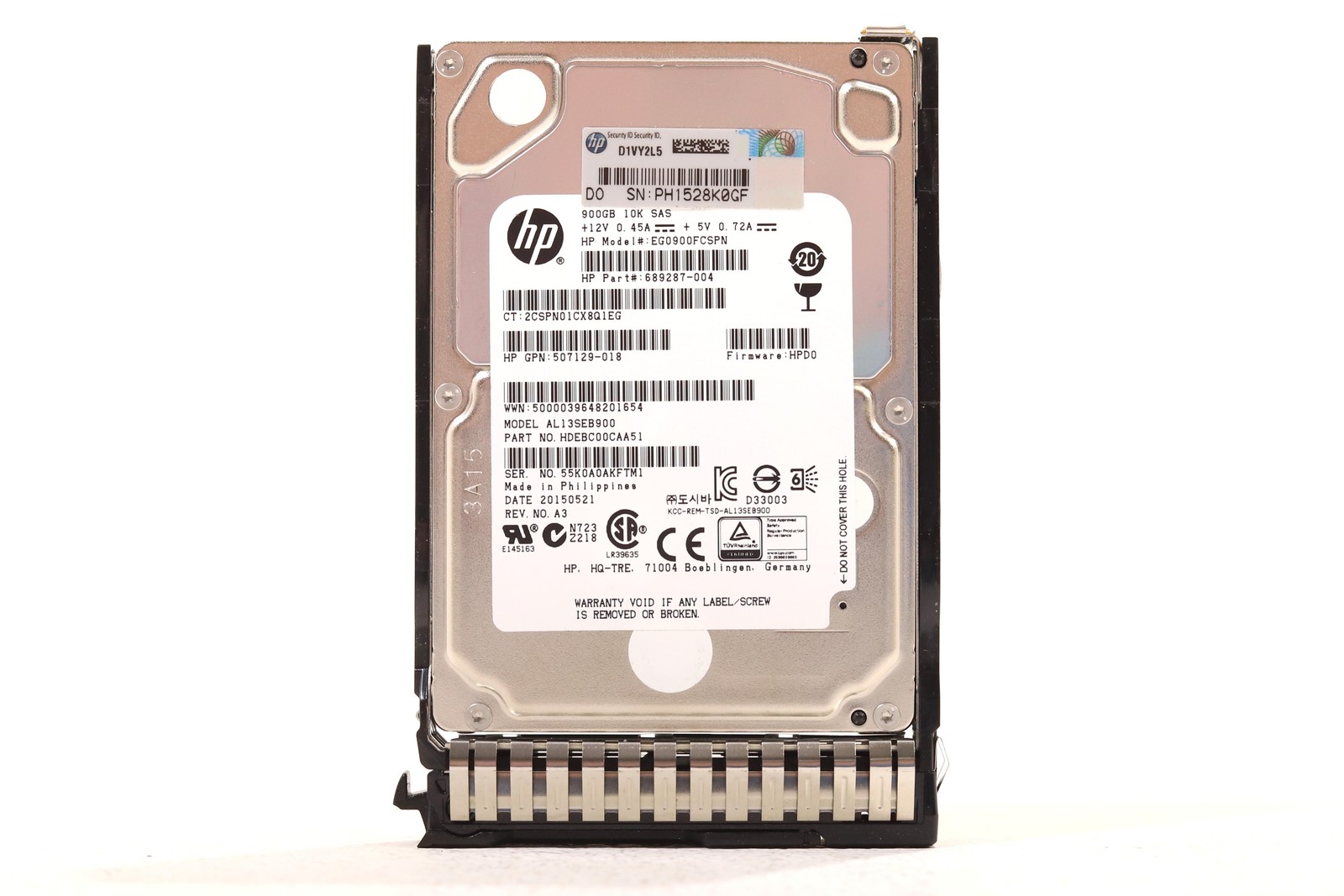 HP EG0900FCSPN 900GB 2.5" 6Gb/s 10K RPM SAS Hard Drive W/Caddy P/N: 507129-018