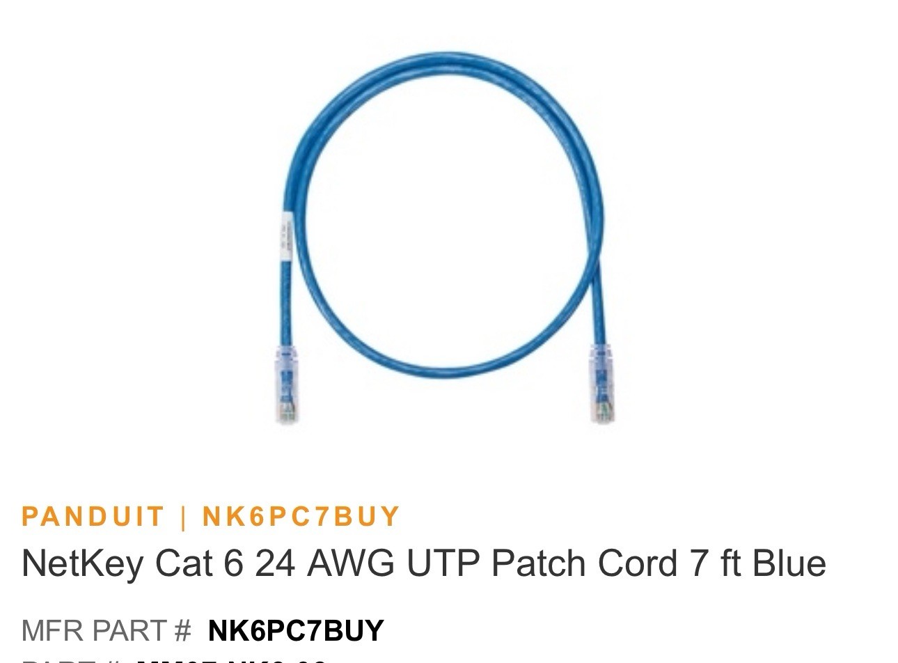Panduit NK6PC7BUY NetKey Category 6 patch cord 7 feet (2.1 meters) Long 10 Pack