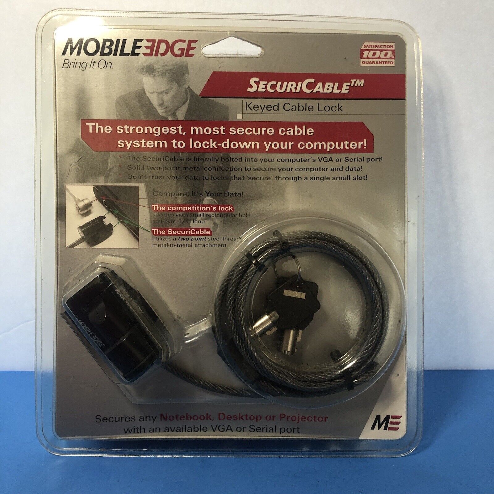 New Mobile Edge SecuriCable Keyed Cable Computer Lock Security Laptop