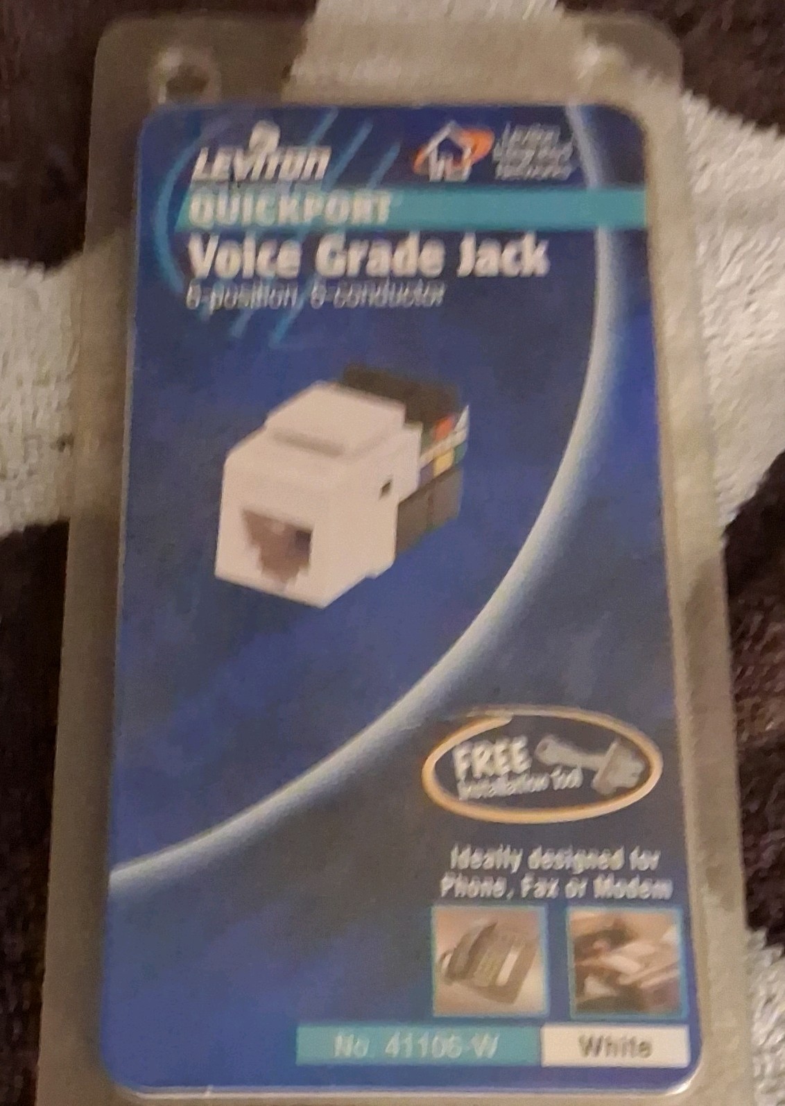 Leviton R04-41106-W Phone Grade Jack - 6 Position Snap In Design White