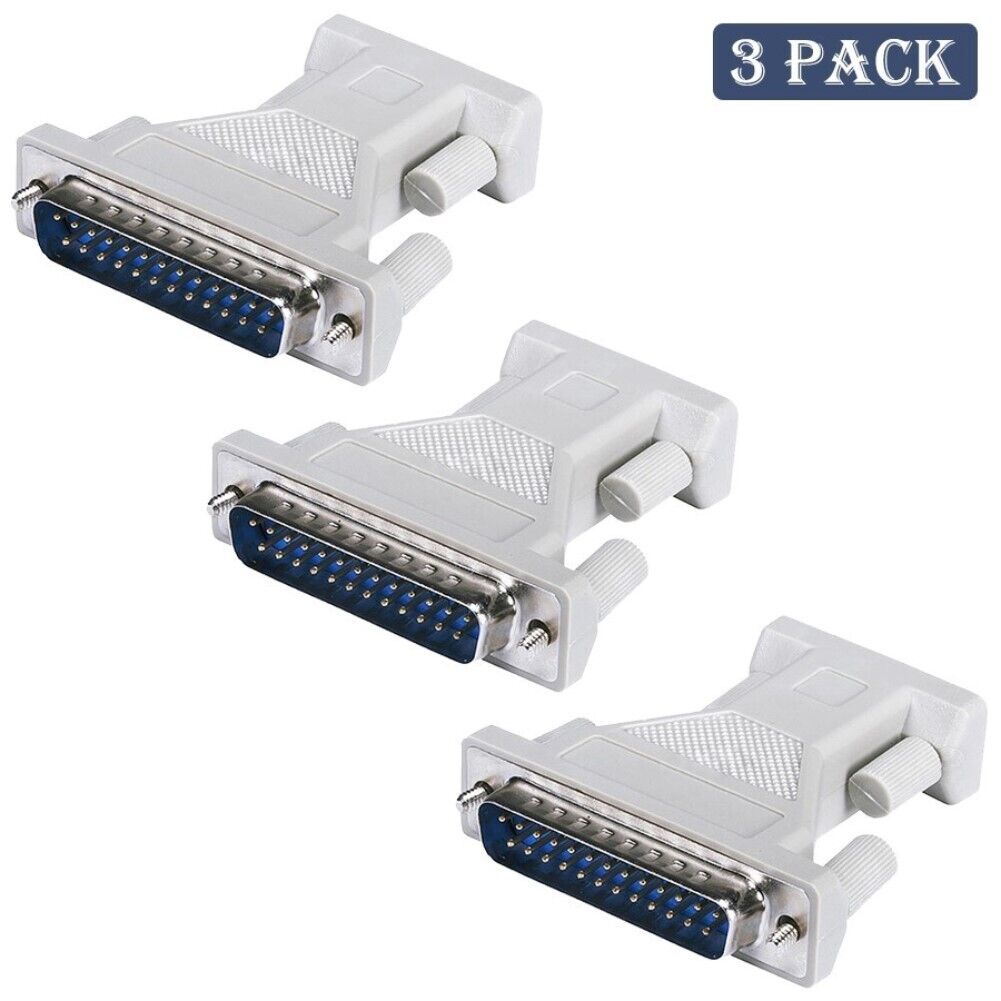 3x DB9 9 Pin Female to DB25 25 Pin Male Serial to Parallel Adapter Converter 
