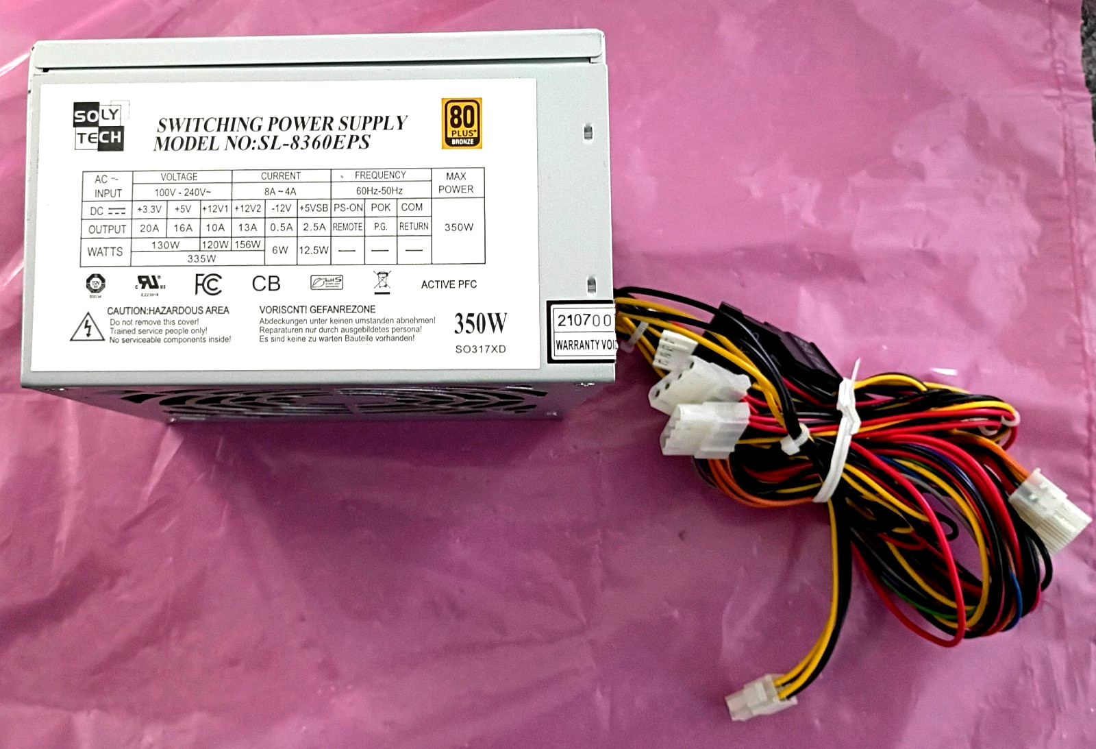 SL-8360EPS Soly Tech 350W ATX 80 + Bronze Switching Power Supply Unit, PSU