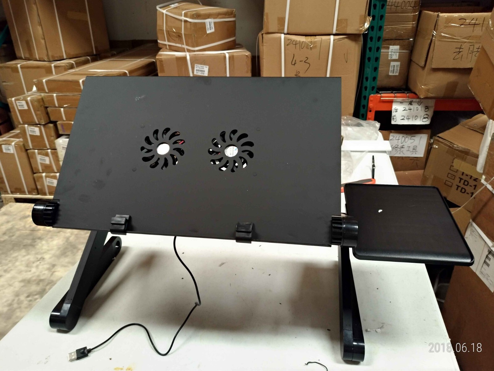 Portable Adjustable Aluminum Laptop Desk Table Stand with Cooling Fans Notebook