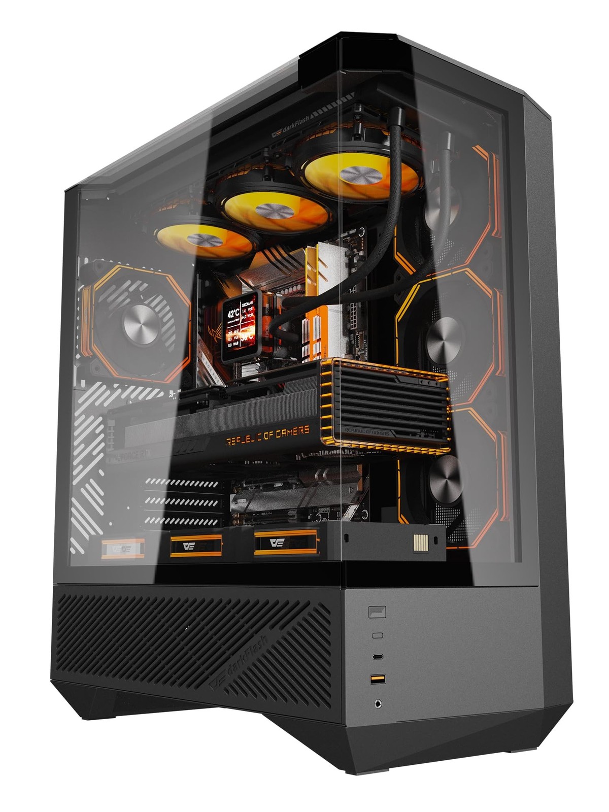 darkFlash DY460 ATX Full-Tower PC Gaming Case, High Airflow, 4×ARGB PWM Fan