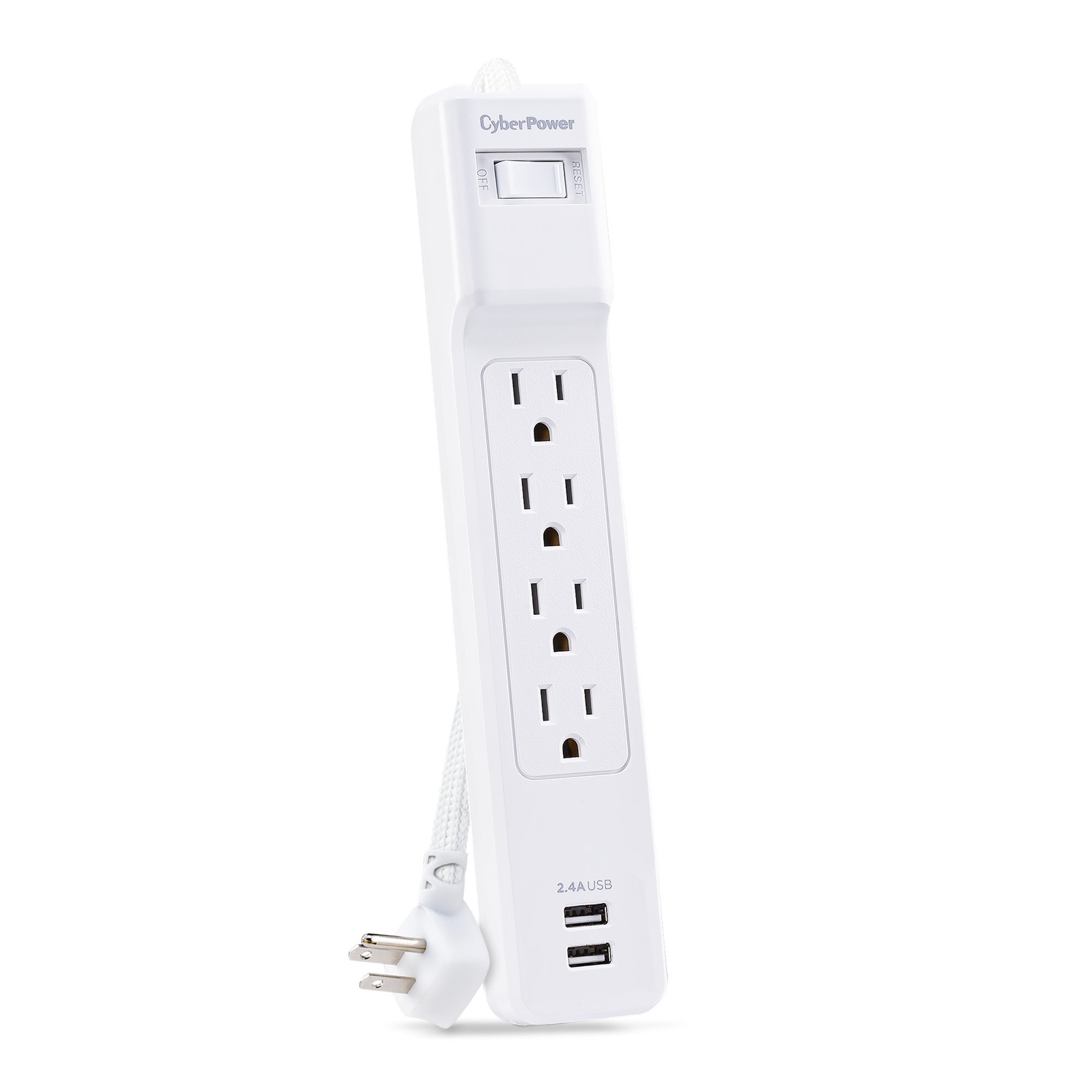 CyberPower P406U Surge Protector, 500J/125V, 15A, 4 Outlets, 2 USB-A Charging
