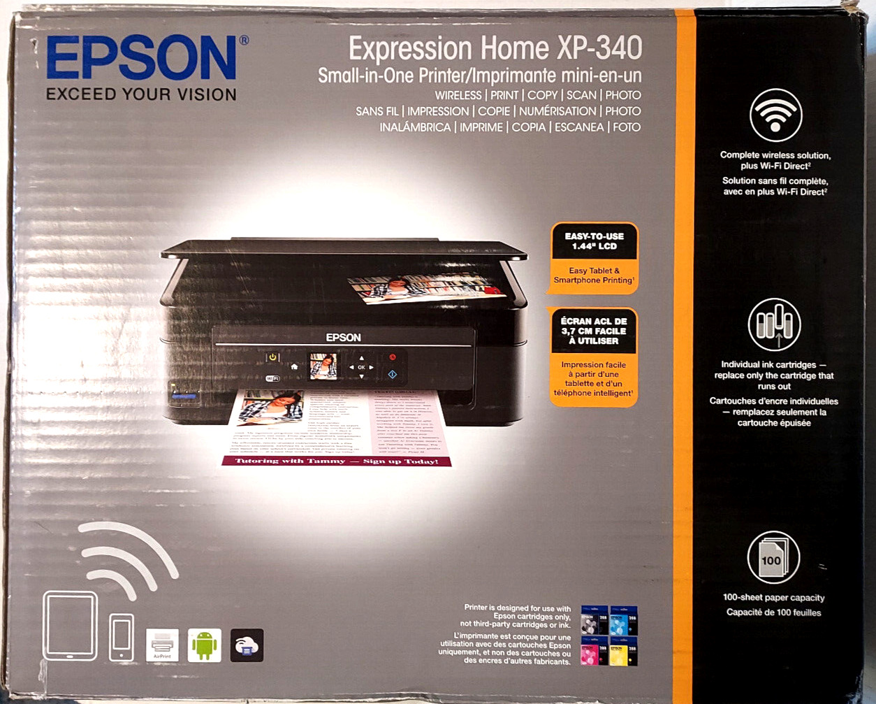 Epson Expression Home XP-340 All In One Wireless Inkjet Printer Copy Scan Photo