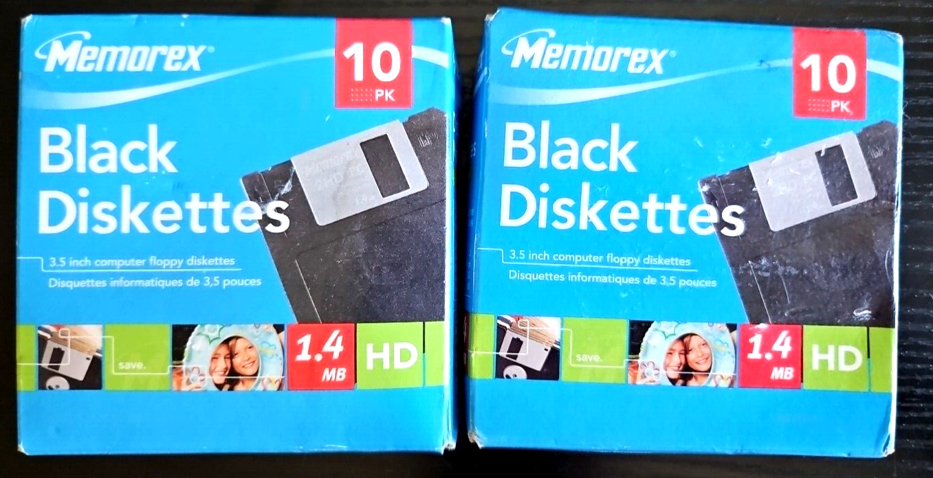 Memorex Floppy Disks - Black - 10 pack - LOT of 2 NEW