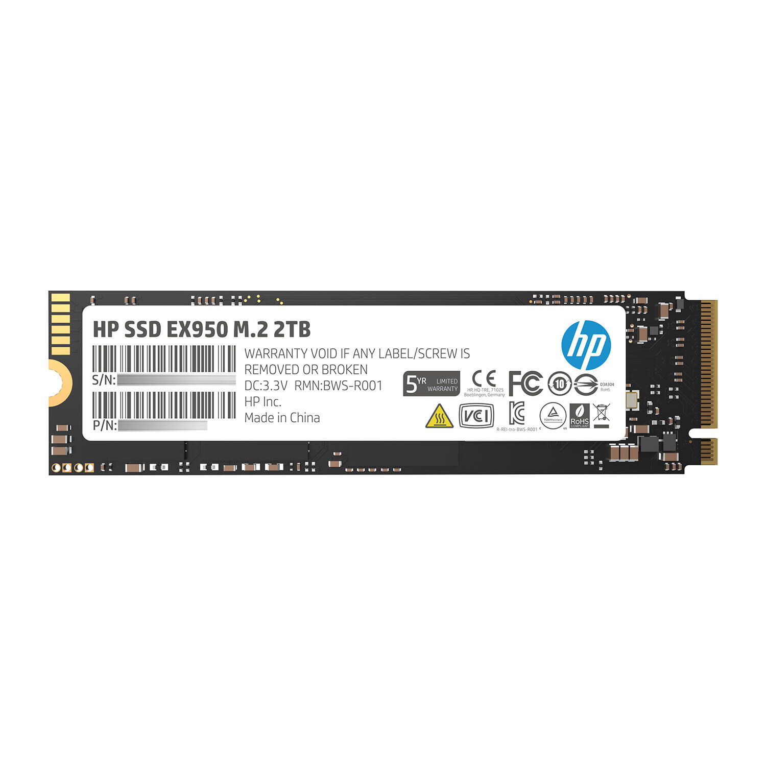 HP EX950 M.2 2TB PCIe 3.1 x4 NVMe 3D TLC NAND Internal SSD 5MS24AA#ABC