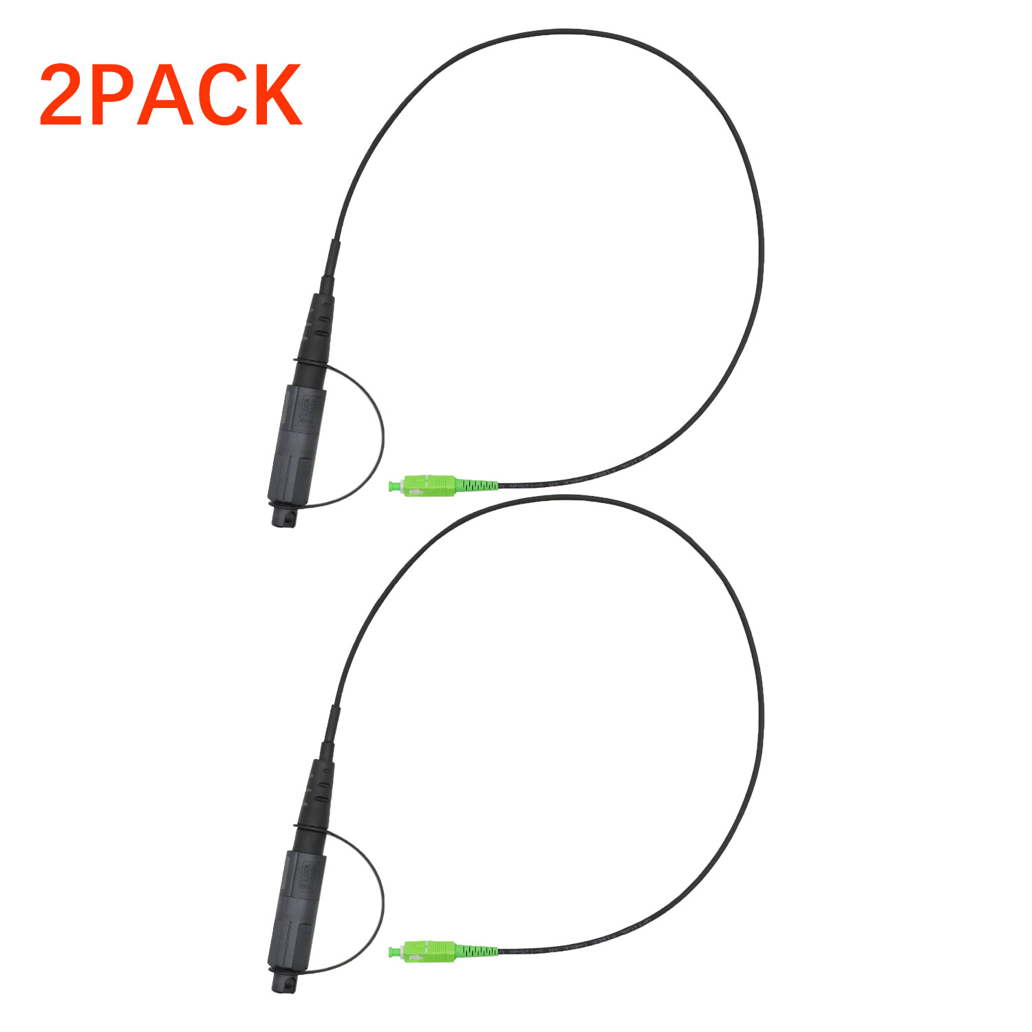 2PACK Optical Hardened Male Connector to SC/APC Test Jumper Singlemode 2 feet