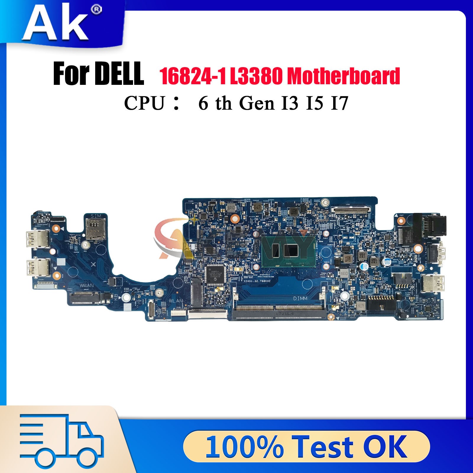 For Dell Latitude 13 3380 L3380 Notebook Mainboard 16824-1 066FRK 063JCX 04KCV2