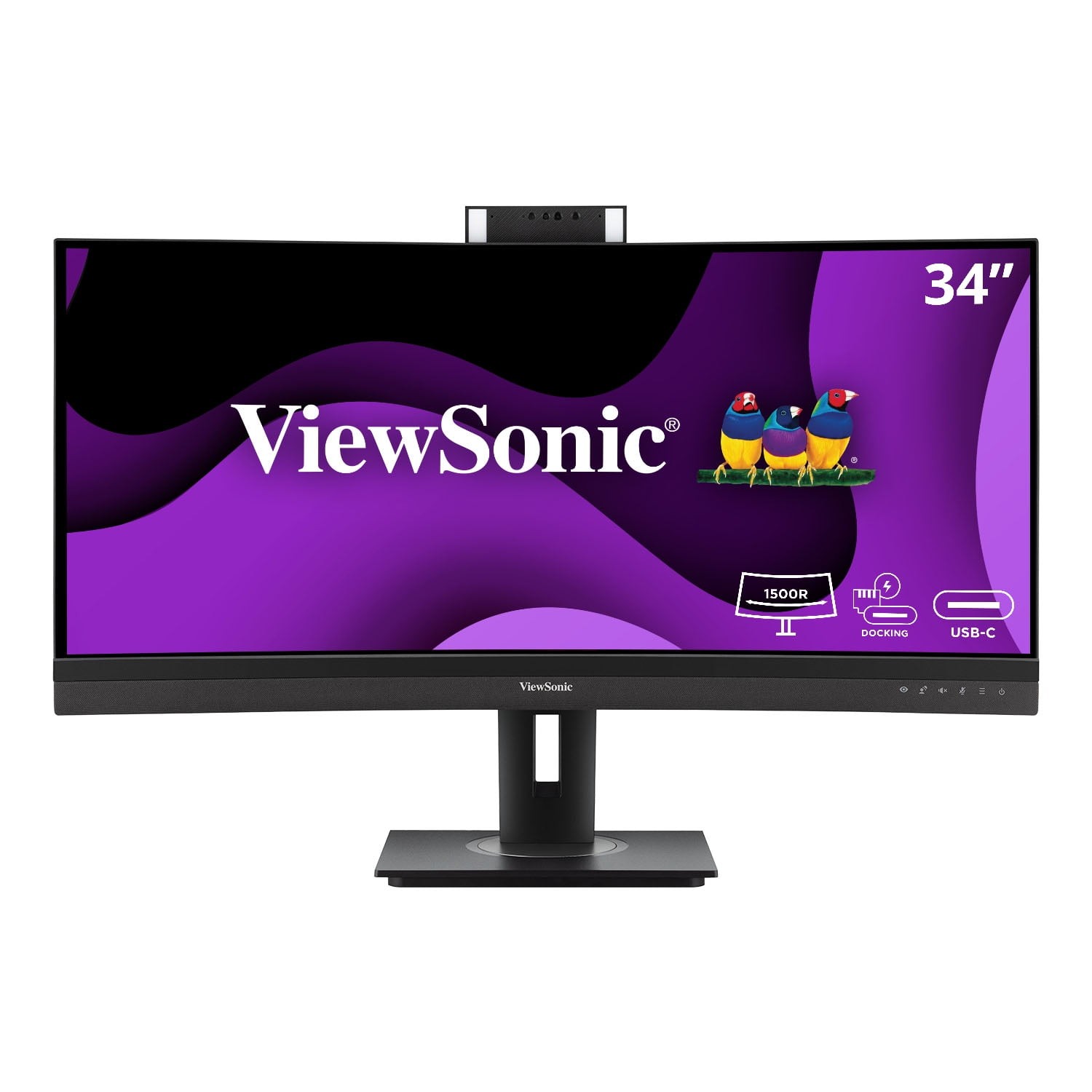 ViewSonic VG3457CV 34 Inch Ultrawide QHD 1440p Curved Video Conferencing Docking