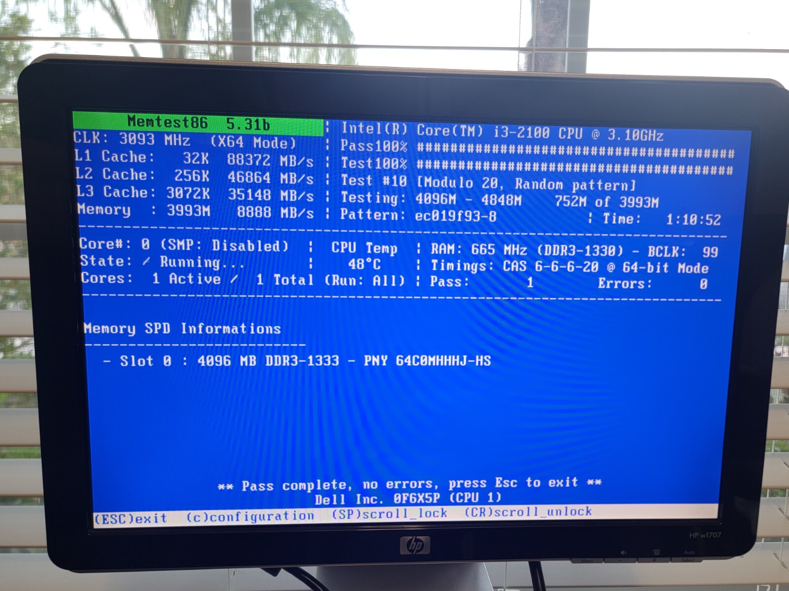 PNY 64COMHHHJ-HS Desktop 12GB RAM (3x4GB) DDR3 1333MHz MEMTEST PASSED