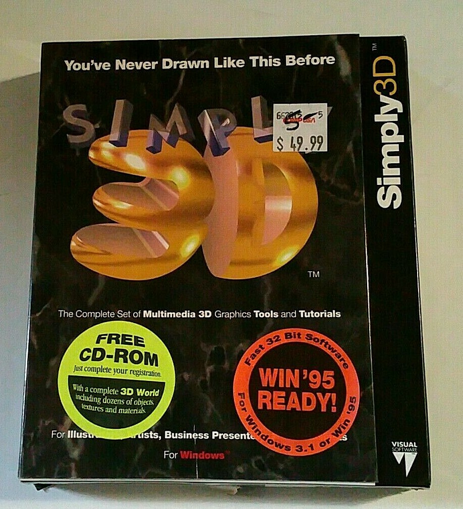 Simply 3D Software  for Windows 95 multimedia set disc renderize computer cd