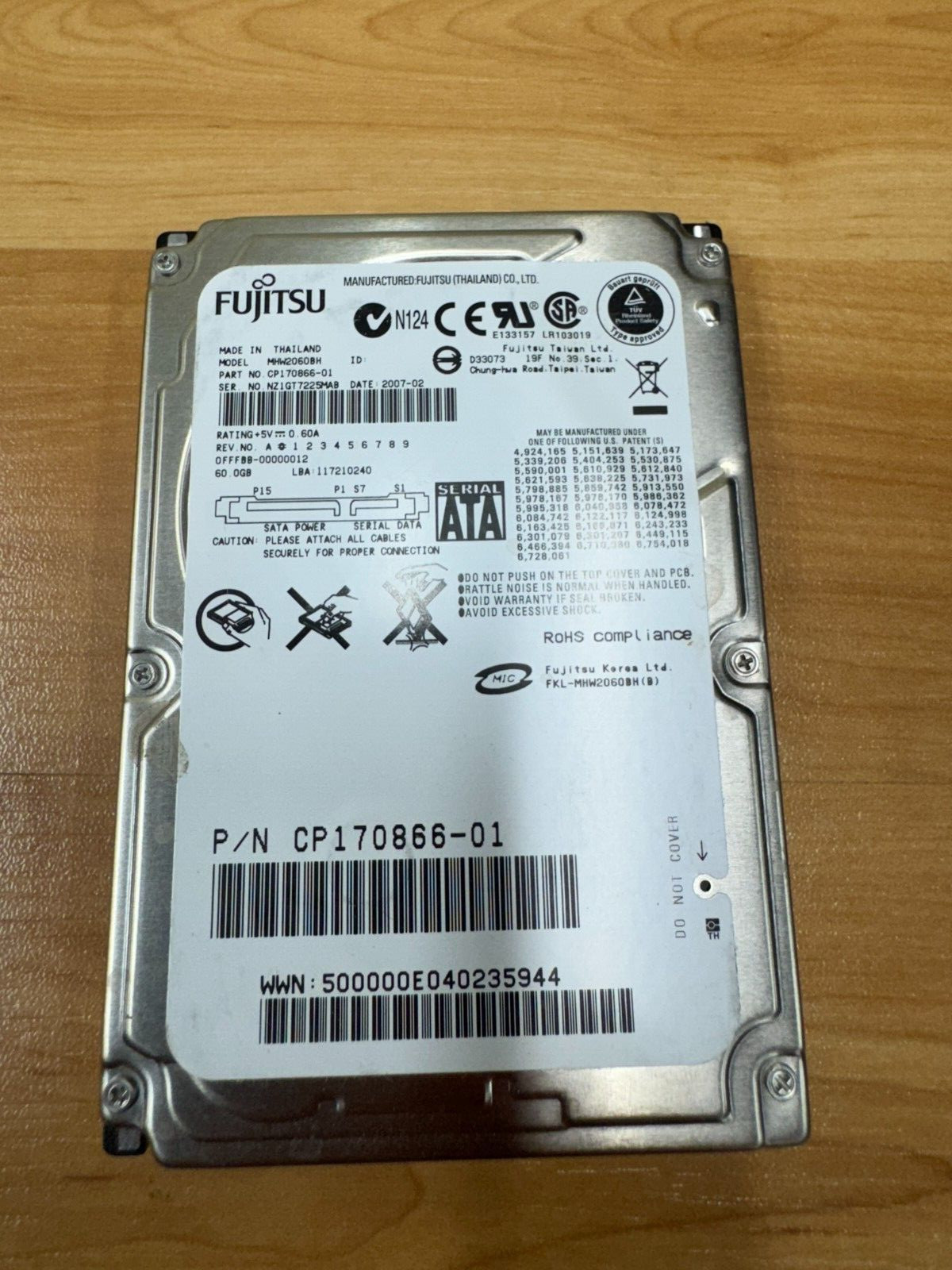 Fujitsu 60GB Internal 5400RPM 2.5" (MHW2060BH) HDD