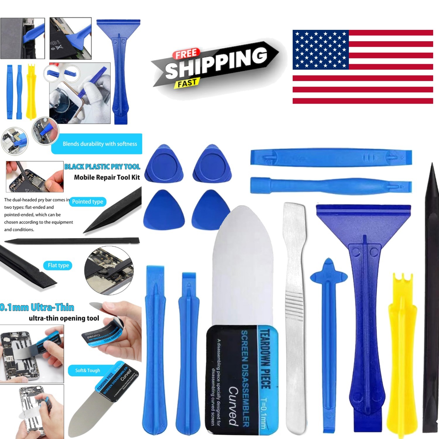 Versatile Spudger Pry Tool Kit 14 Pieces for Cell Phones Tablets and Computers