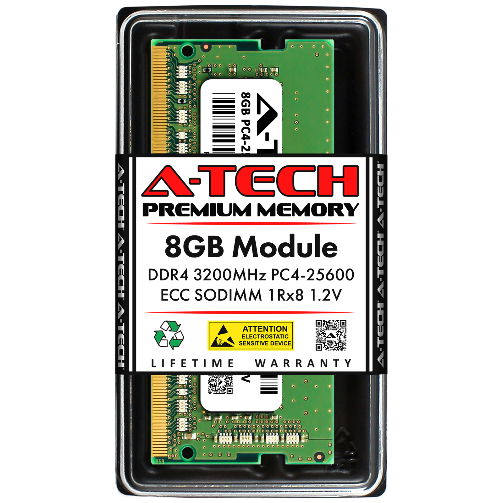 A-Tech 8GB PC4-25600 ECC SODIMM DDR4 3200MHz 1Rx8 NAS MicroServer ECC Memory RAM