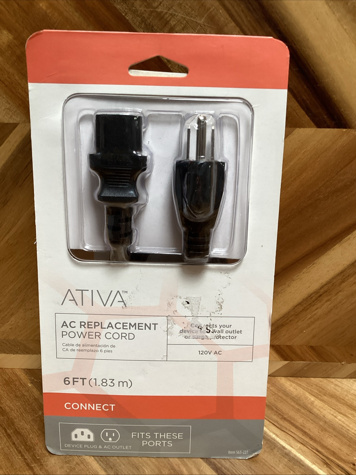 Ativa Universal AC Replacement Power Cord, 6ft length Item # 563-227 NEW