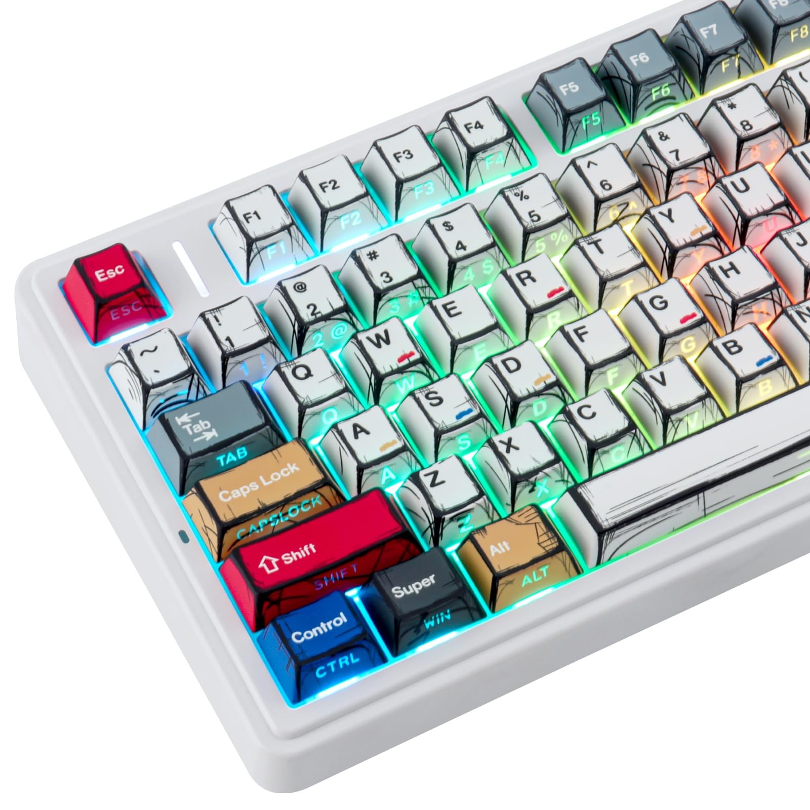 126Key Double Shot PBT Cherry Profile SidePrint Shine Through Keycaps Set MX