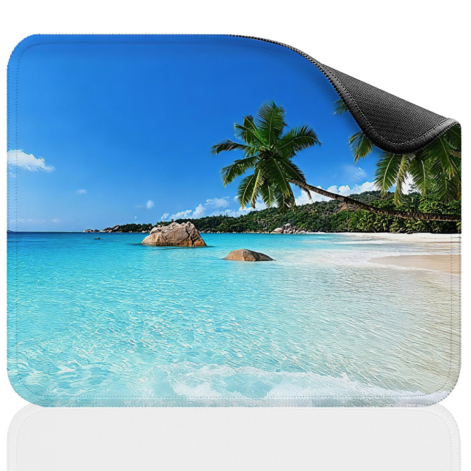 Tropical Beach Palm Tree Pad, 10.2x8.3 Non-Slip Waterproof Desk Mat for Work ...