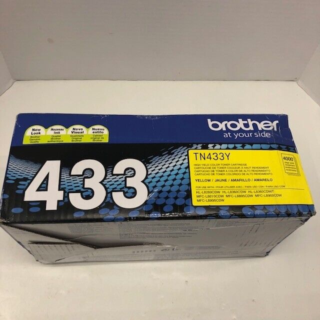 Brother TN433Y Yellow Toner Cartridge TN-433Y High Yield Genuine - NEW/UGLY BOX