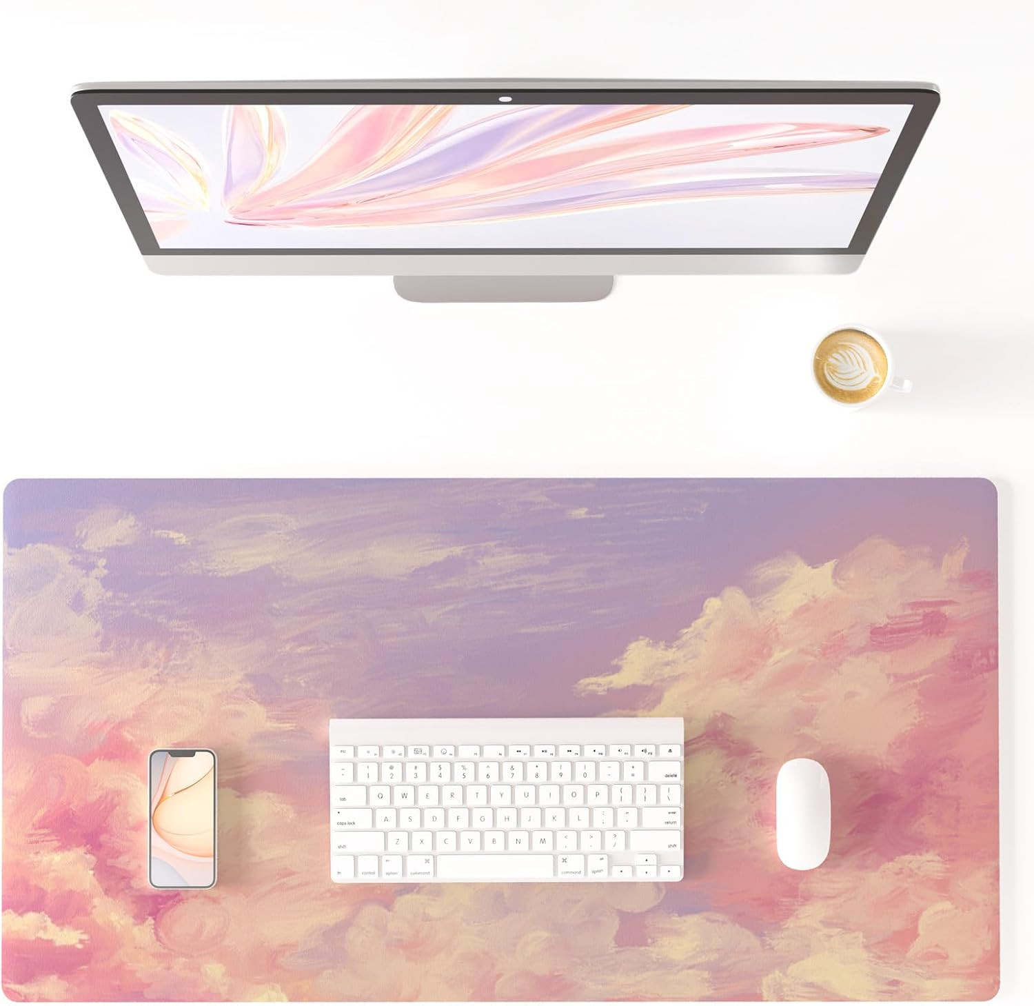 Colorful Star Pink Large Mouse Pad, 31.5" X 15.7" | Cute Mousepad & Large Desk