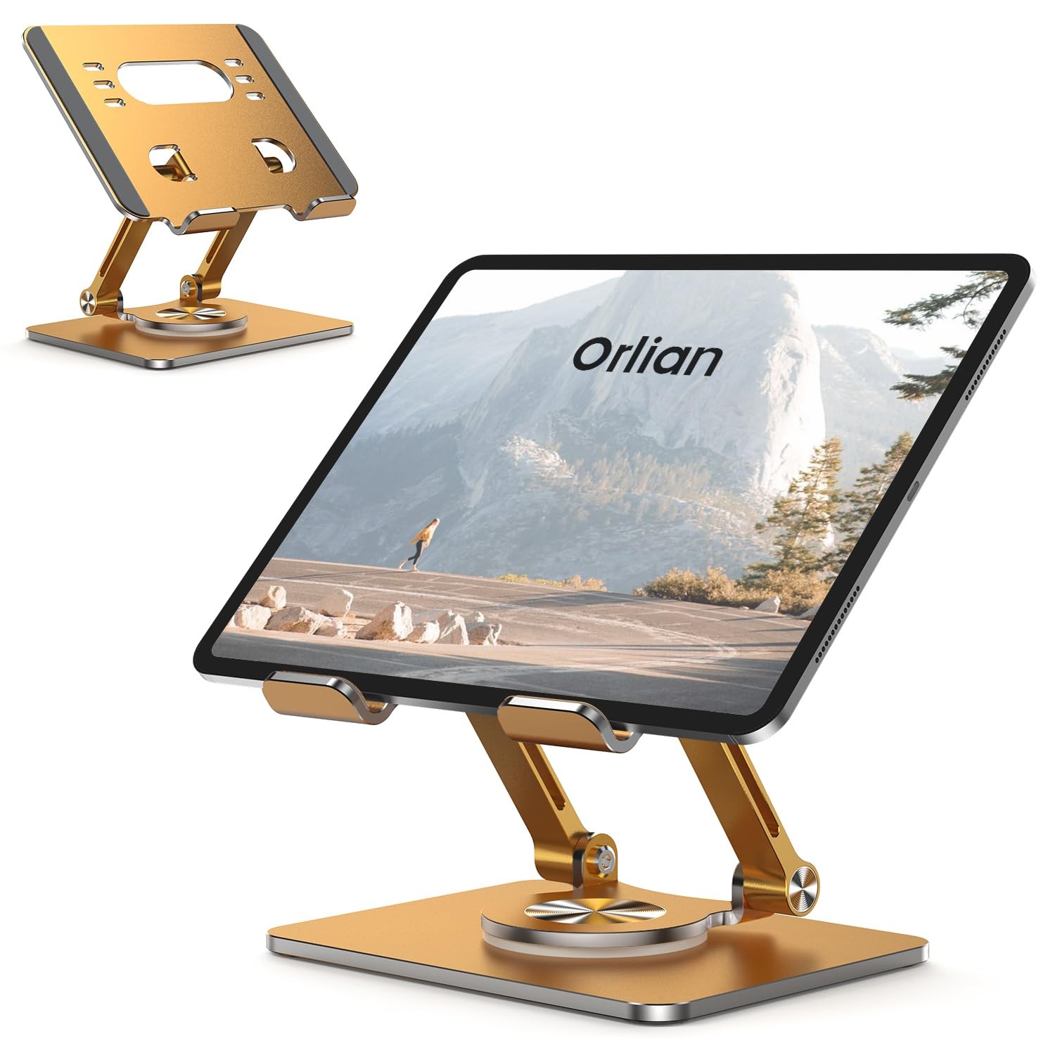 Orlian Tablet Stand Holder with Thickened 360°Rotating Base Dual Rod Adjustab...