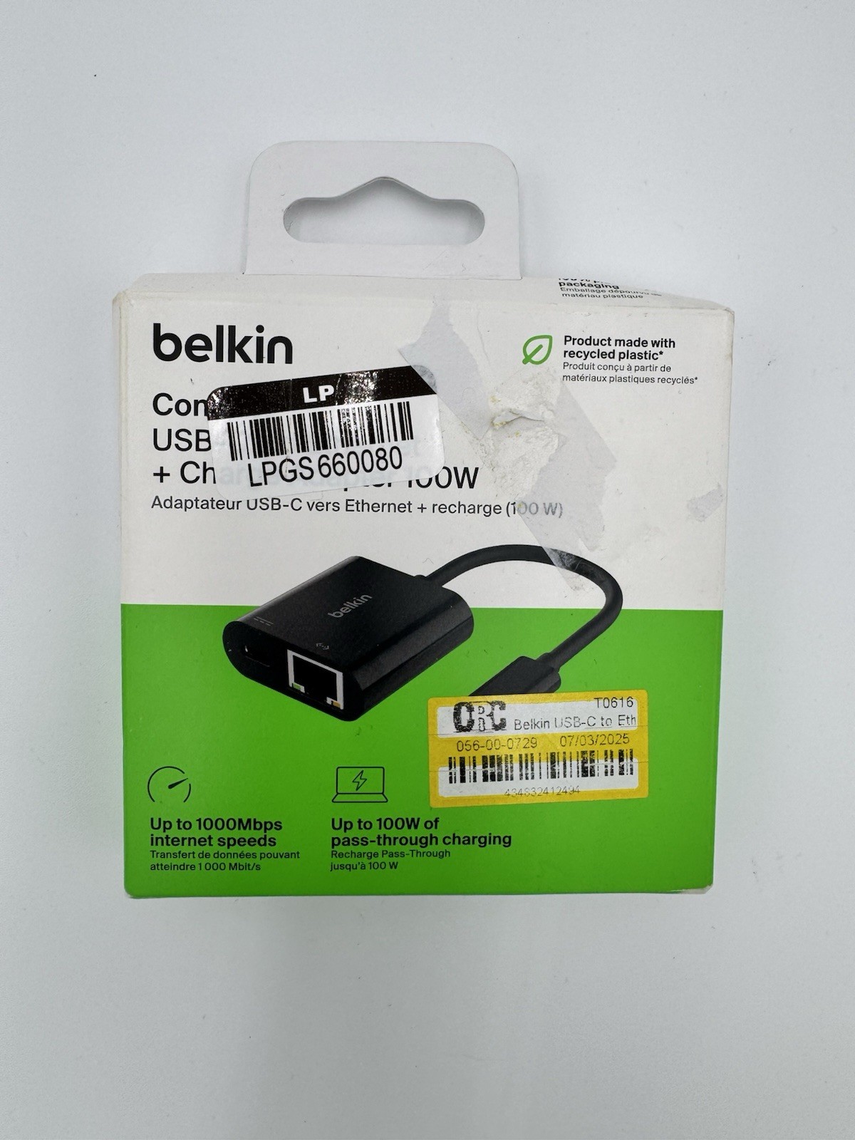 Belkin - Ethernet And Adapter - Usb-c - Gigabit Ethernet X 1 + Usb-c