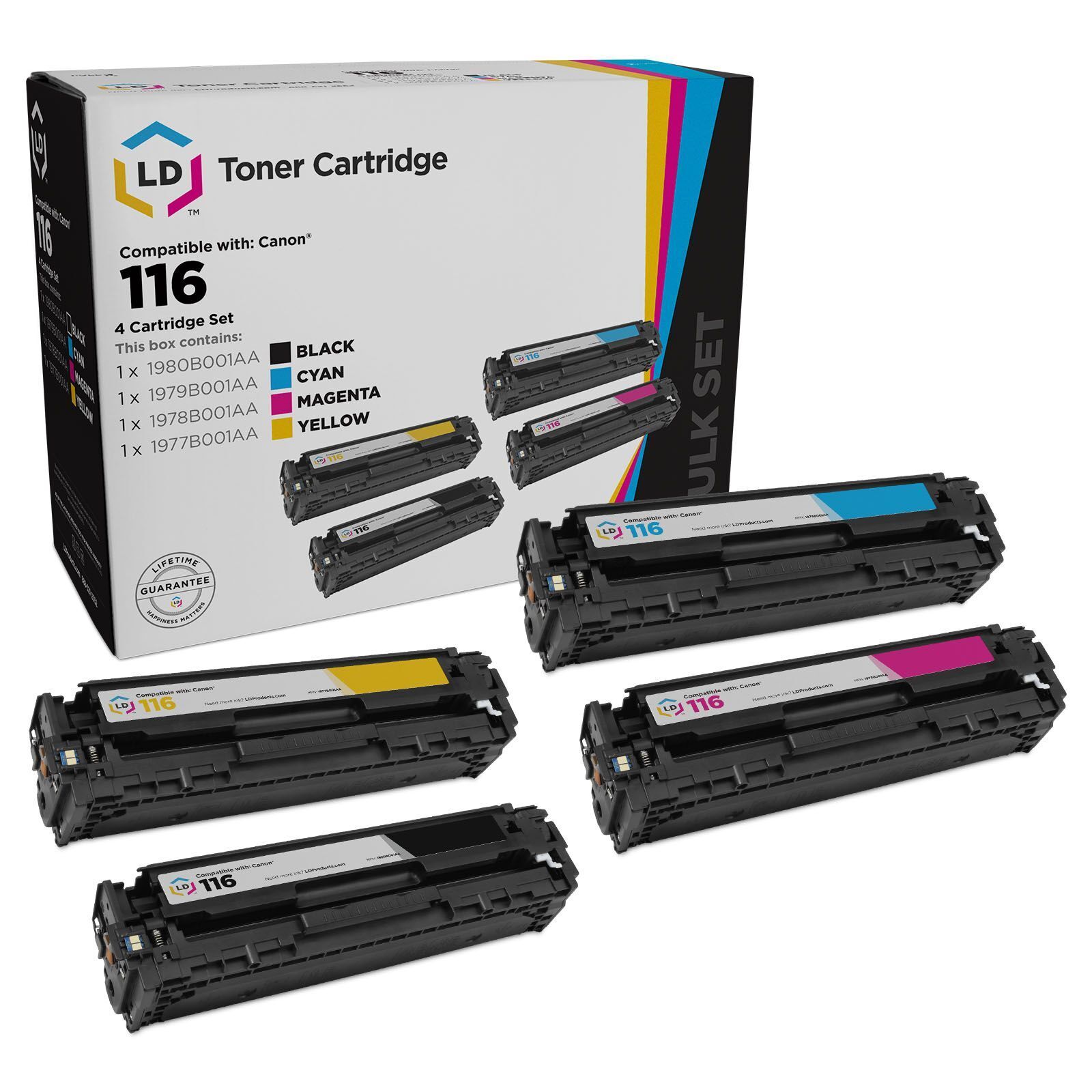 LD Products Replacement Toner Set for Canon 116 Black, Cyan, Magenta, Yellow 4PK