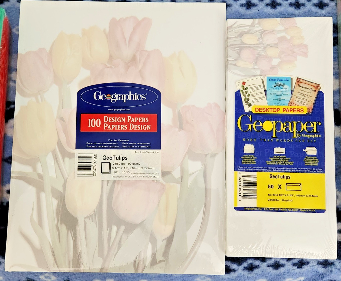 Geographics Design Printer Paper "Geo Tulips" 100 Sheets & 50 Matching Envelopes
