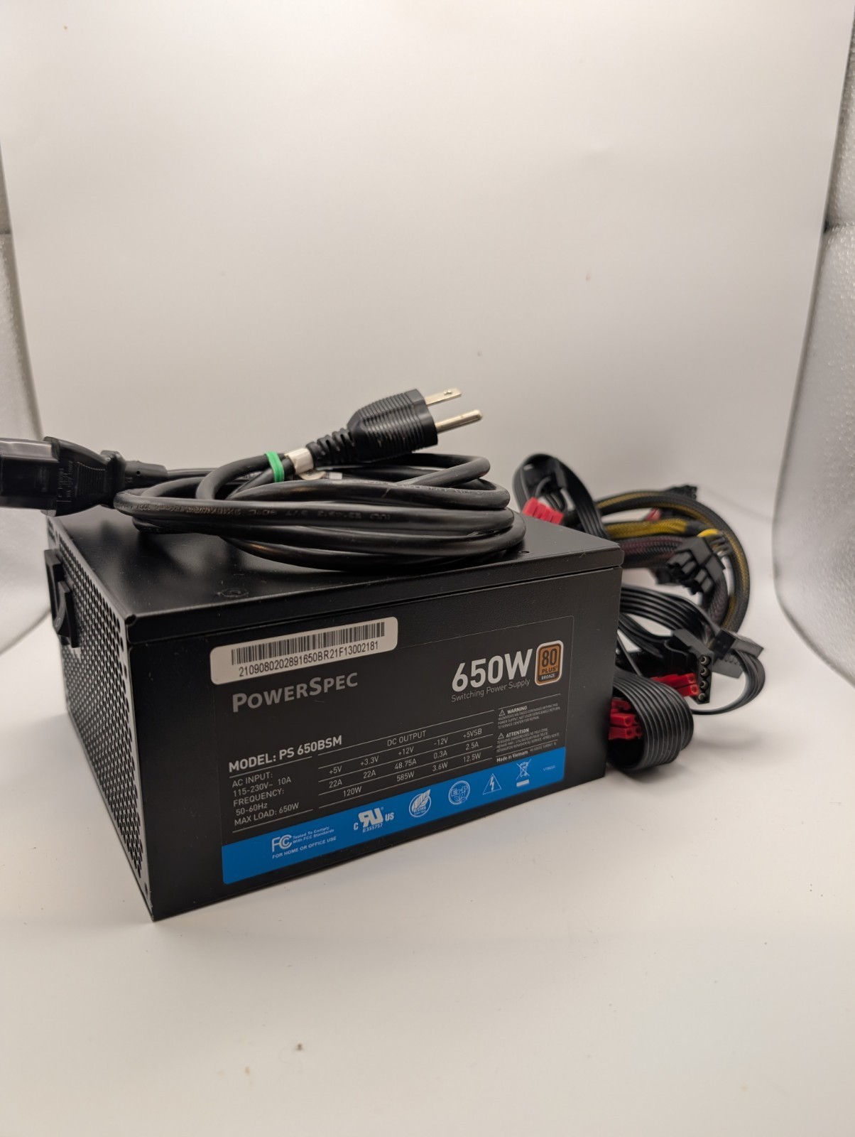 PowerSpec PS 650GSM 650W 80+ Gold Semi-Modular PSU 1x8 Pin 1x Sata