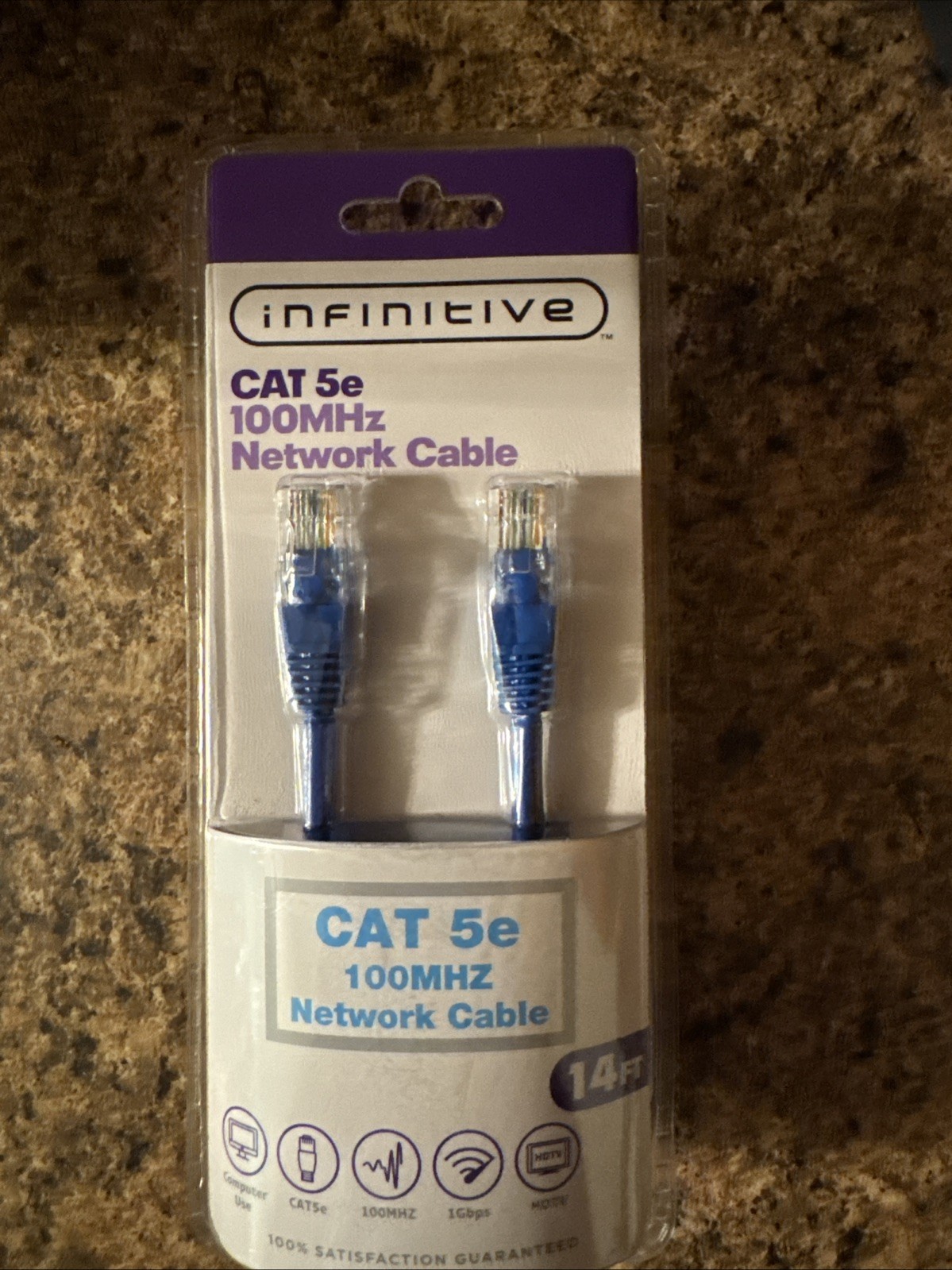 Infinitive Cat 5e 100MHz Network Cable, 14 Feet, Blue