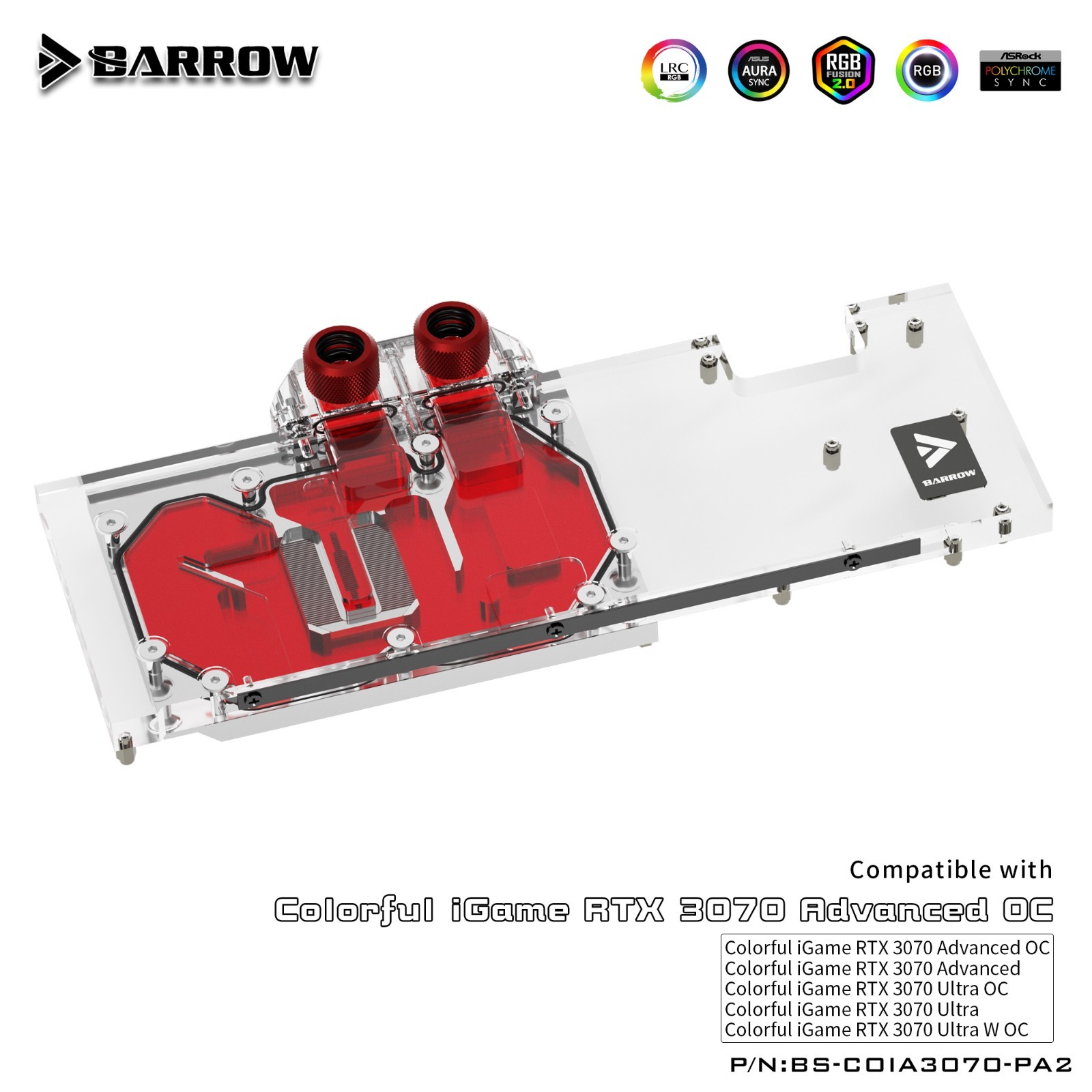 Barrow Full Cover GPU Water Block for Colorful RTX 3070 Advanced OC Ultra W OC