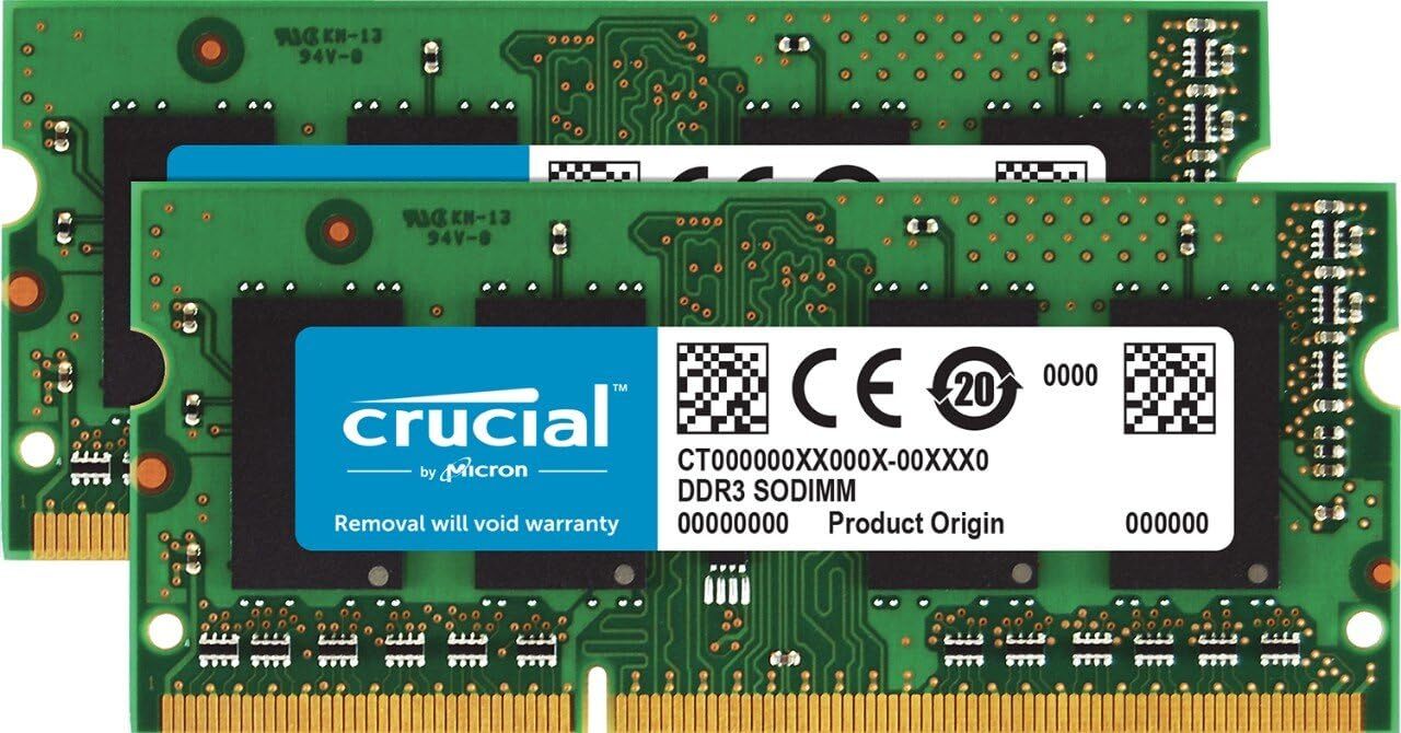 Crucial DDR3 DDR3L 16GB (2x 8GB) KIT 1066 MHz PC3-8500 2Rx8 SODIMM Ram 204-Pin