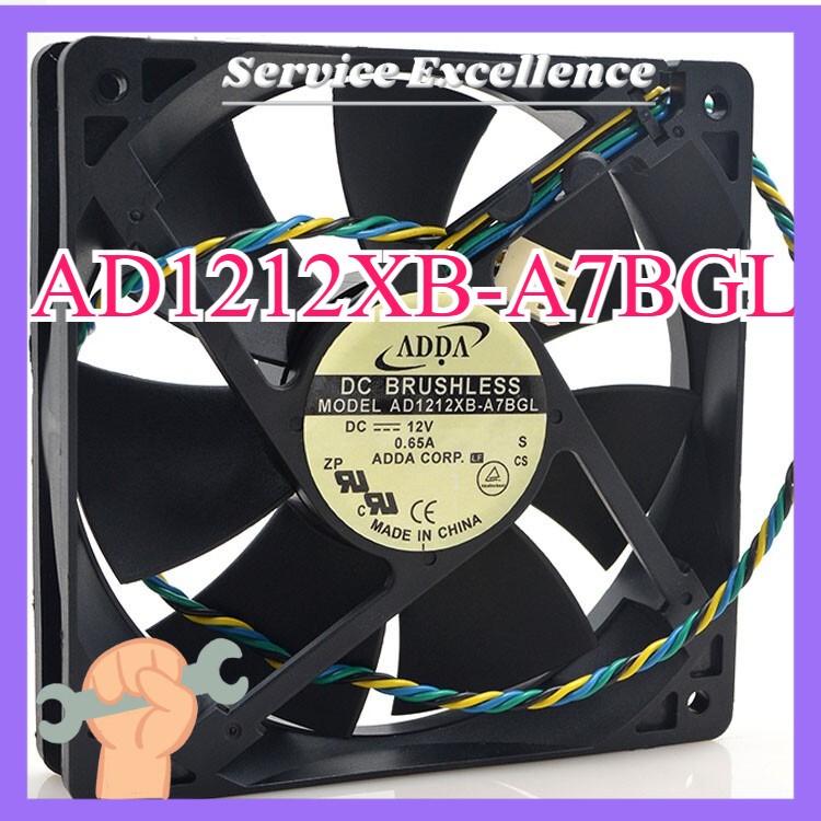 ADDA AD1212XB-A7BGL PWN Cooling Fan DC 12V 0.65A 120x120x25mm 4Pin Fast Shipping
