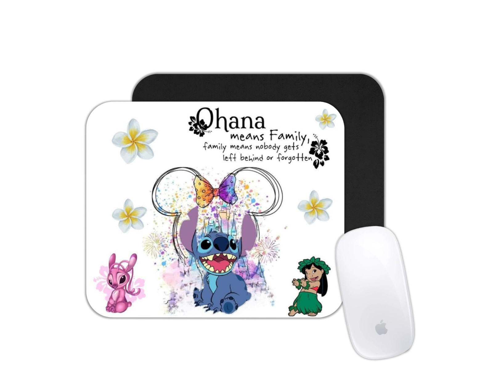 Ohana Means Family Mouse Pad | Lilo & Stitch Angel Desk Mat Gift for Movie Fans