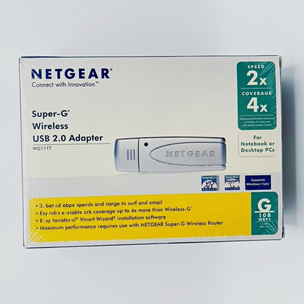 NETGEAR WG111 Super-G Wireless USB 2.0 Wi-Fi Adapter 108 Mbps for PC