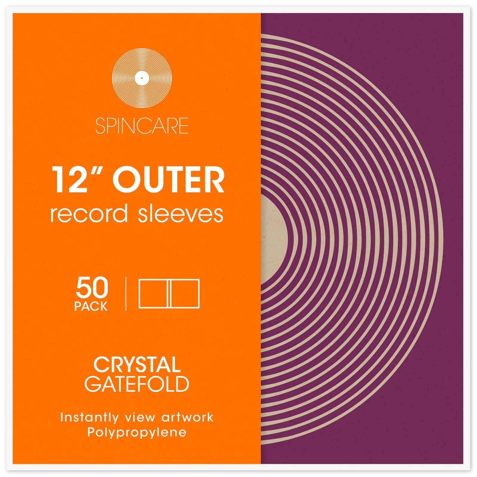 50x 12" Polypropylene Gatefold Outer Vinyl Record Sleeves - For 1-3 12 Inch LPs