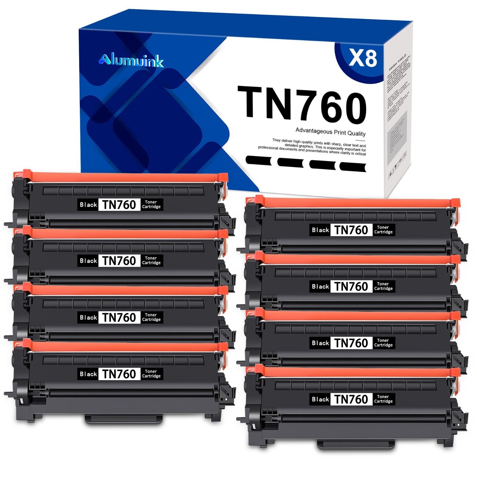 TN 760  TN-760 Toner Replacement for Brother TN760 Toner HL-L2350DW,8PK