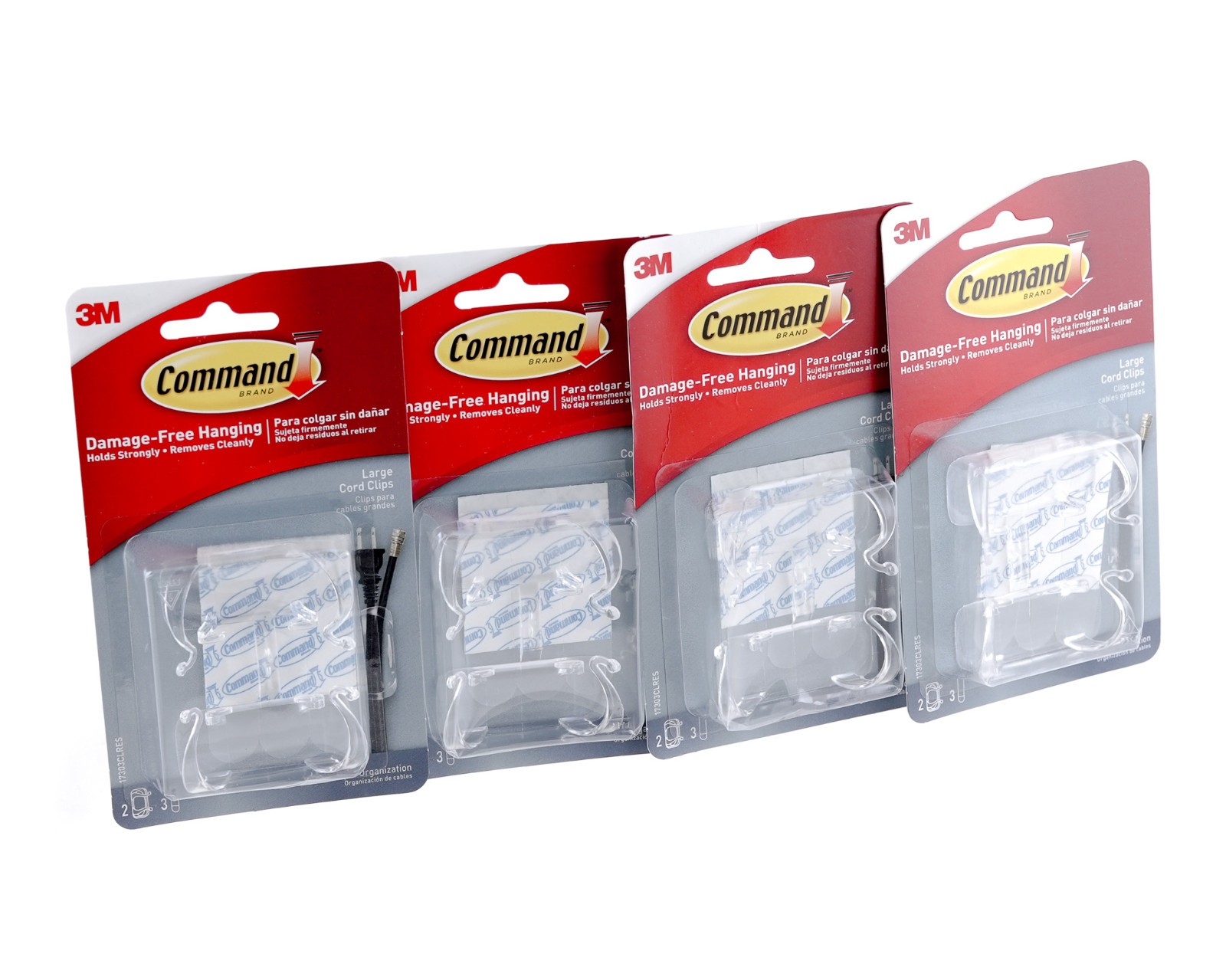 3M Command Large Cord Mounting Clips - 4 packs of 2 clips (8 total) 17303CLRES