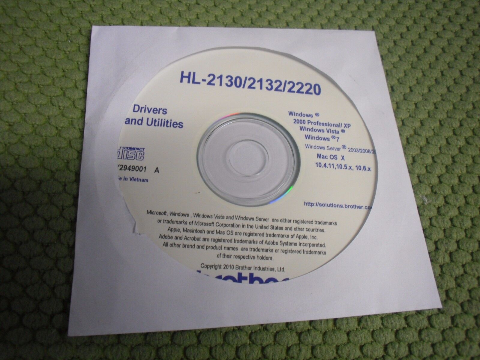 New Genuine Brother HL-2130 HL-2132 HL2220 Printer CD Software Drivers Utilities