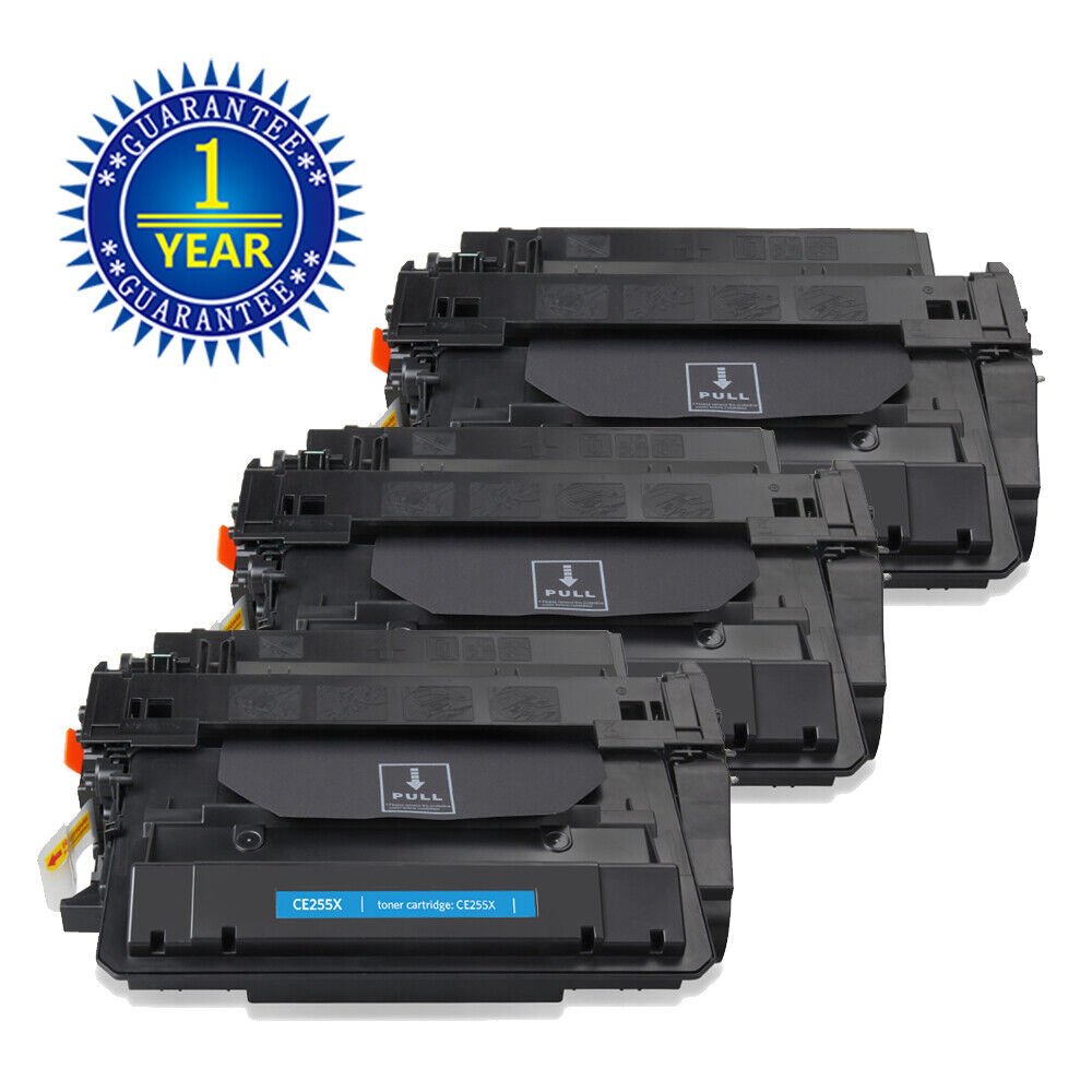 3PK Black Toner For HP CE255X 55X LaserJet P3015 P3015d P3015n P3015dn P3015x