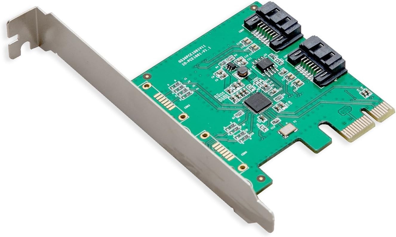 I/O CREST 2 Port SATA III PCI-e 2.0 x1 Controller Card Asmedia ASM1061 Non-Raid